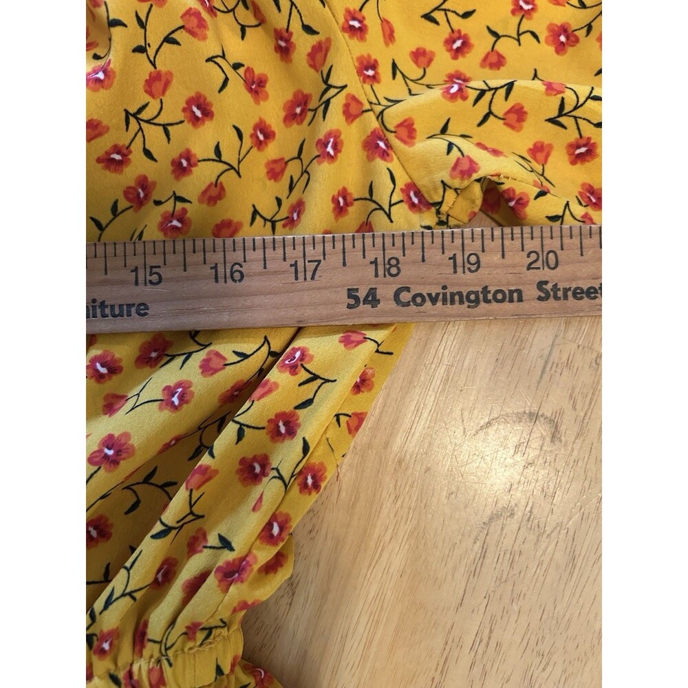 Indulge in Style 1X Yellow Floral Boho Midi Dress Smocked Cottagecore Chic - Picture 12 of 13